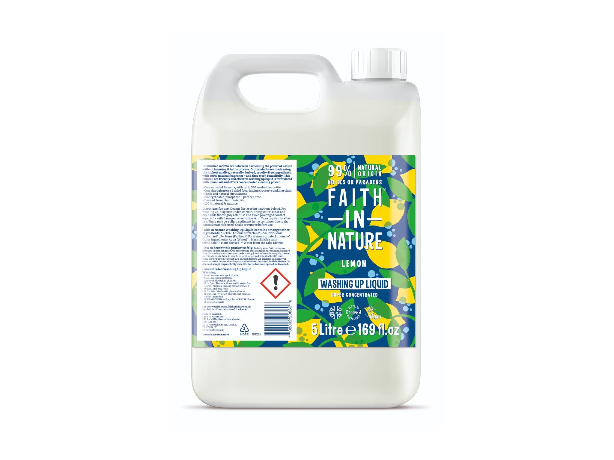 Faith in Nature lemon washing up liquid, 5l indybest